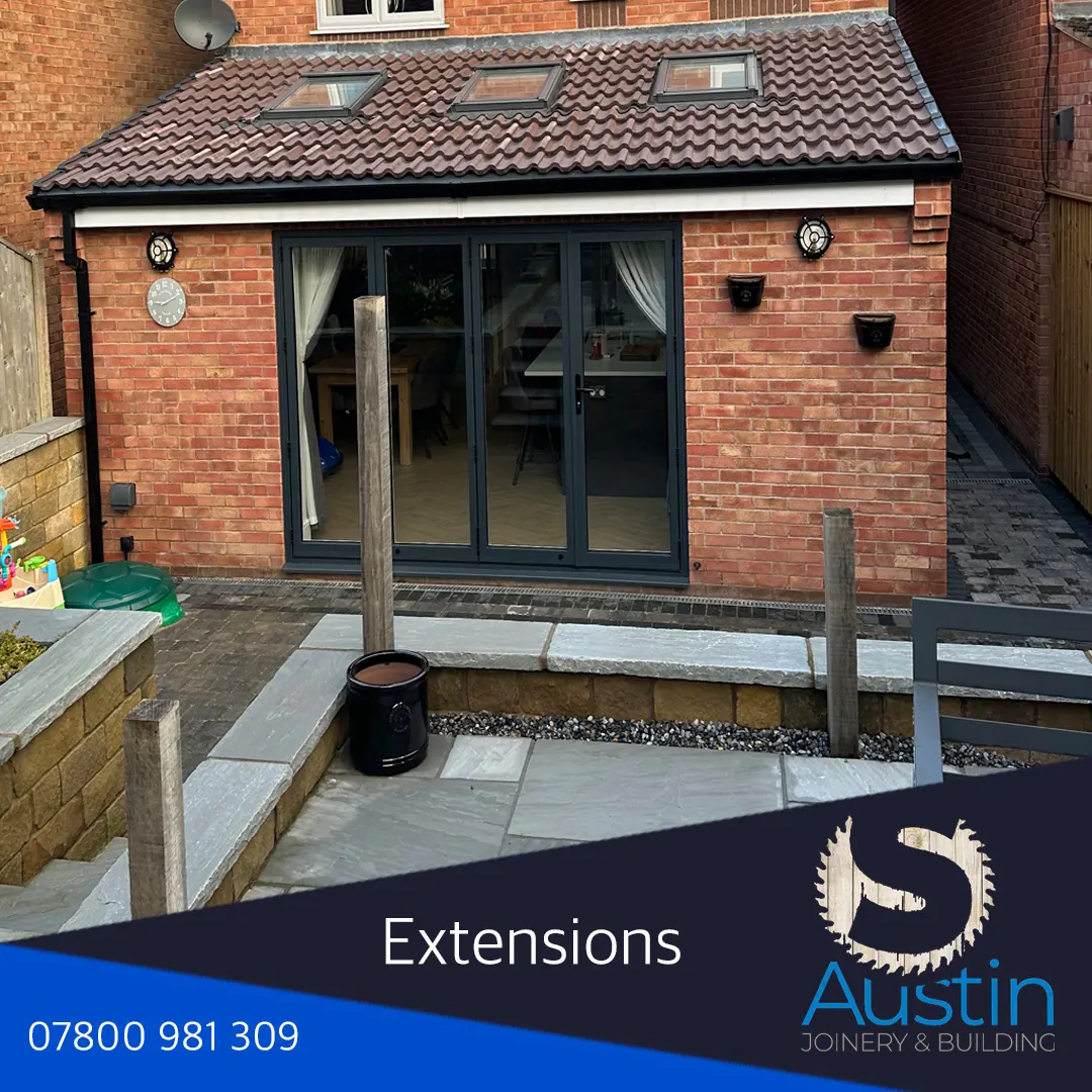 Extension construction work in Derbyshire