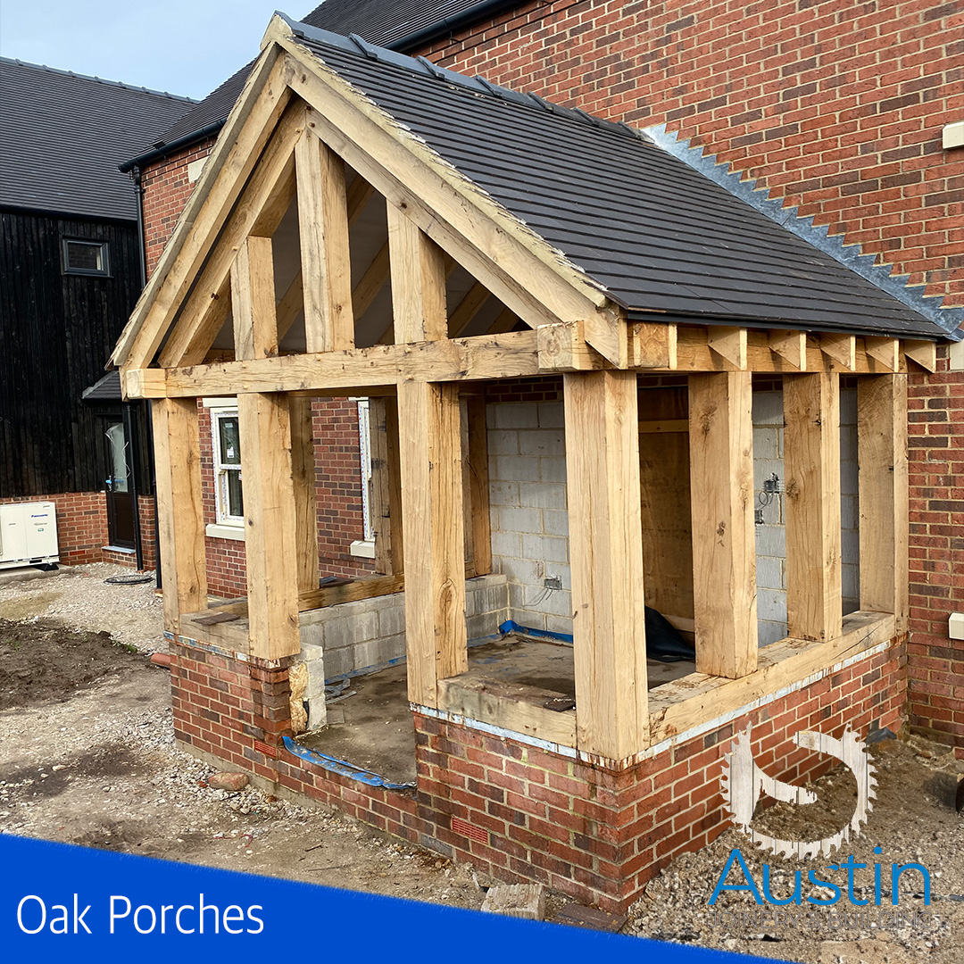 Oak porch project in Derbyshire